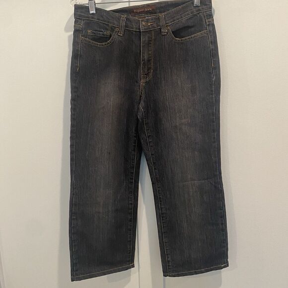 Bogari Jeans Women 29 Blue Dark Wash Cropped Denim Bling Pockets Embroidered - Picture 5 of 16